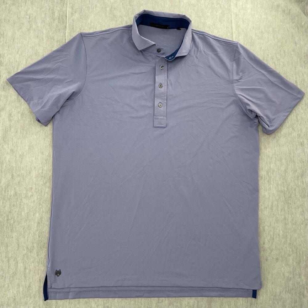 Greyson Shirt Adult Large Purple Polo Collar Button Stretch Golf Logo Mens L